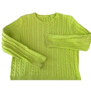 Lauren Ralph Lauren Women's Embroidered‎ Logo Cable Knit Pullover Sweater Small